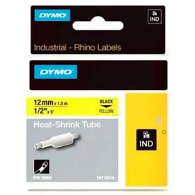 Laminoitu teippi tarrakoneelle Rhino Dymo ID1-12 Keltainen Musta 12 x 1,5 mm (5 osaa)