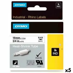 Kutistesukkasetti Rhino Dymo ID1-19 19 x 1,5 mm Musta Valkoinen (5 osaa)