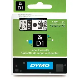 Laminoitu teippi tarrakoneelle Dymo D1 45010 12 mm LabelManager™ Läpinäkyvä Musta (5 osaa)