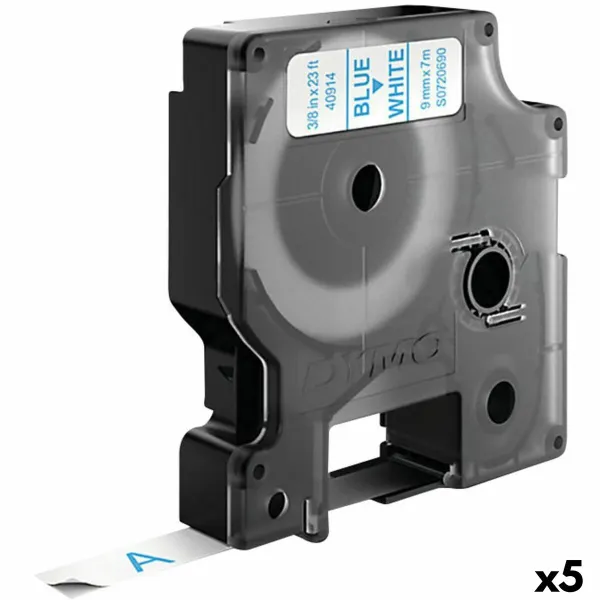Ламинированная лента для фломастеров Dymo D1 40914 9 mm LabelManager™ Белый Синий (5 штук)