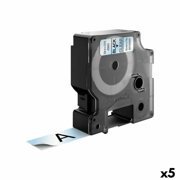 Laminuota juosta etikečių klijavimo aparatams Dymo D1 45800 LabelManager™ Juoda Skaidrus (5 vnt.)