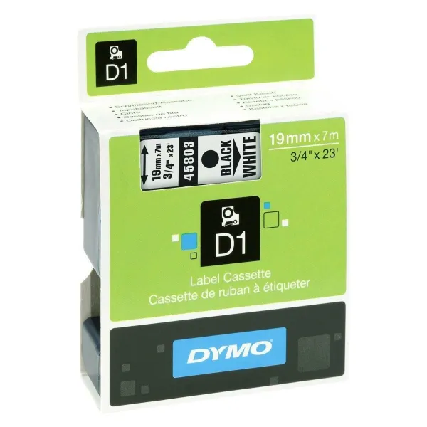 Laminuota juosta etikečių klijavimo aparatams Dymo D1 45803 LabelManager™ Balta Juoda (5 vnt.)