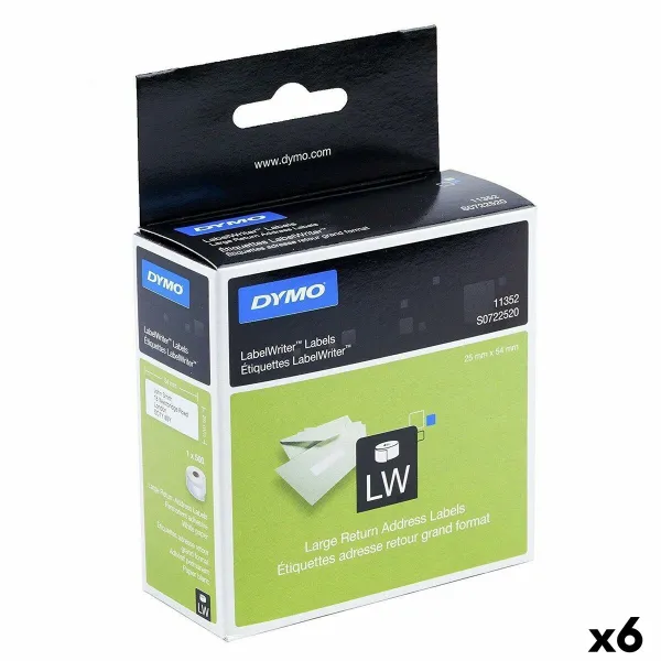 Этикетки для принтера Dymo 500 Предметы 25 x 54 mm Белый Чёрный (6 штук)