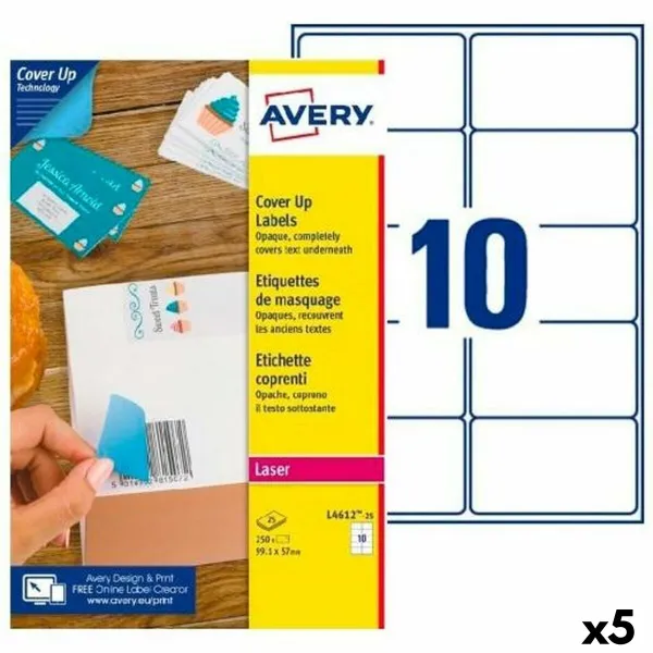 Этикетки для принтера Avery L4612 Белый 25 Листья 99,1 x 57 mm (5 штук)