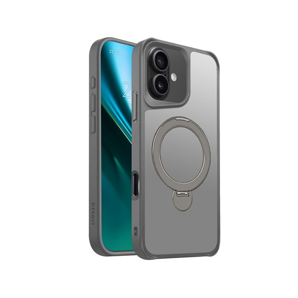 Чехол Etteri Matt Mag Ring для iPhone 16 6,1 дюйма, серый