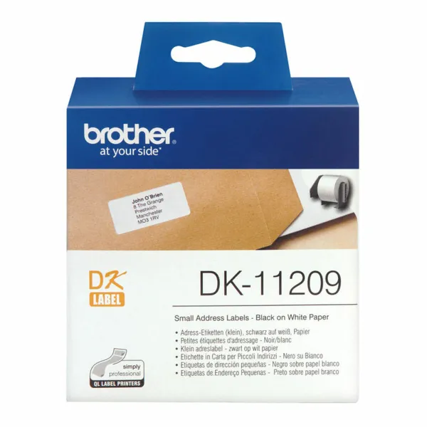 Etiketės spausdinimui Brother DK-11209 Juoda / balta 62 x 29 mm (3 vnt.)