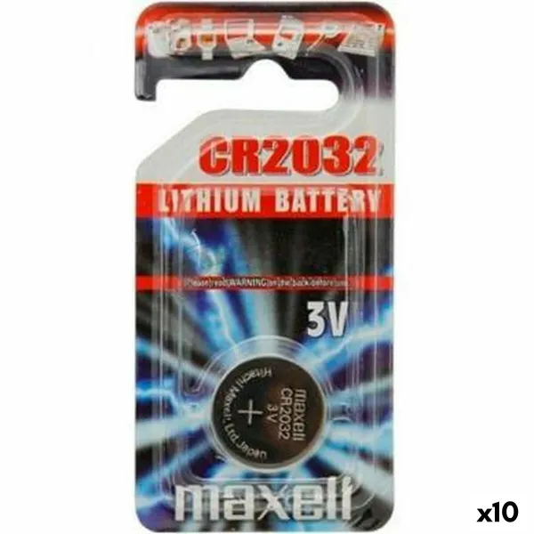 Nööpelement Maxell 10238500 3V CR2032 Lliitium patarei (10 Ühikut)