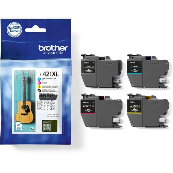 Картридж с оригинальными чернилами Brother LC421XL Черный/Голубой/Розовый/Желтый (4 штук)