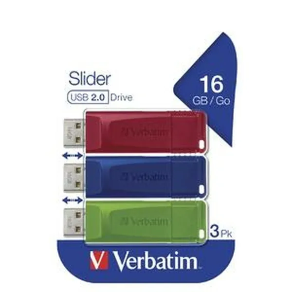 USB atmintukas Verbatim SLIDER Spalvotas 16 GB 3 Dalys (5 vnt.)