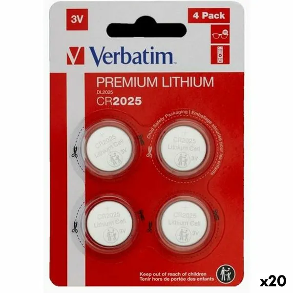 Diskinės ličio baterijos Verbatim 3 V CR2025 4 Dalys (20 vnt.)