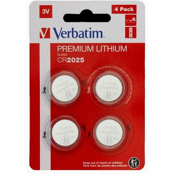 Diskinės ličio baterijos Verbatim 3 V CR2025 4 Dalys (20 vnt.)