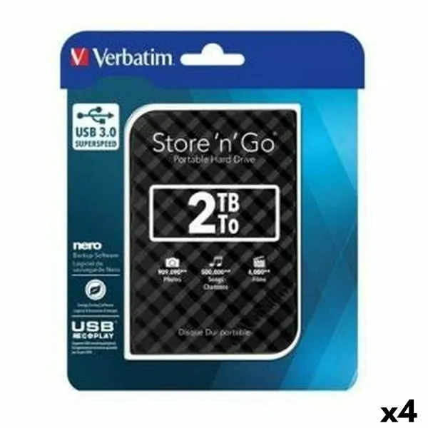 Išorinis kietasis diskas Verbatim STORE 'N' GO GEN 2 Juoda HDD 2 TB (4 vnt.)