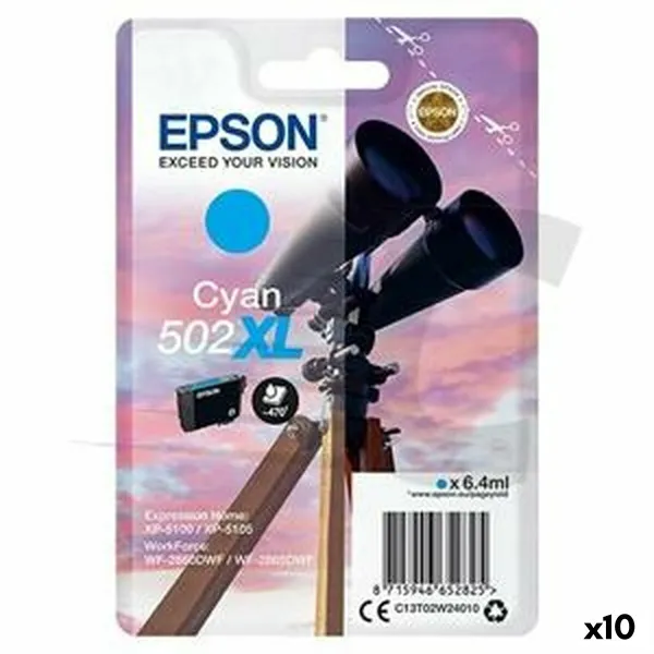 Картридж с оригинальными чернилами Epson XP-5100 5105 WF2860DWF 2865DWF Циановый (10 штук)
