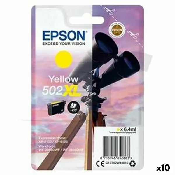 Originali rašalo kasetė Epson XP-5100 5105 WF2860DWF 2865DWF Nº 502XL Geltona (10 vnt.)