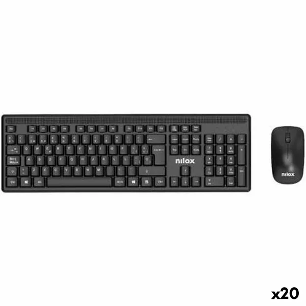 Klaviatūra un Pele Nilox Melns Spāņu Qwerty (20 gb.)