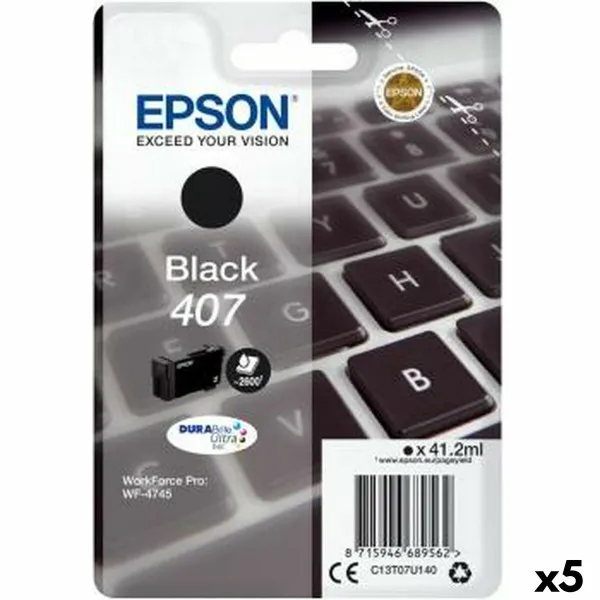 Alkunperäinen mustepatruuna Epson Nº 407 Musta (5 osaa)