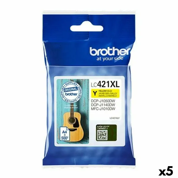 Originali rašalo kasetė Brother LC421XL Geltona (5 vnt.)