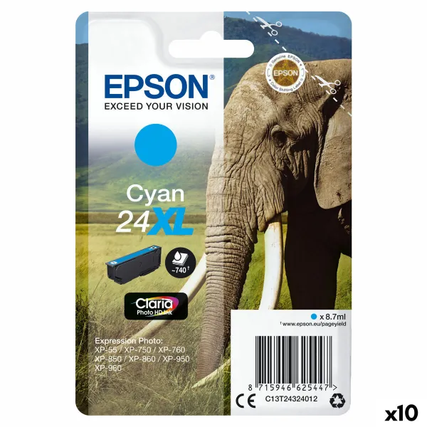 Originali rašalo kasetė Epson CLARIA PHOTO HD INK EXPRESSION PHOTO XP-950 - 24XL Ciano (10 vnt.)