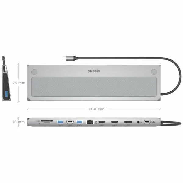 USB Centrmezgls Aisens Melns 100 W 50 W