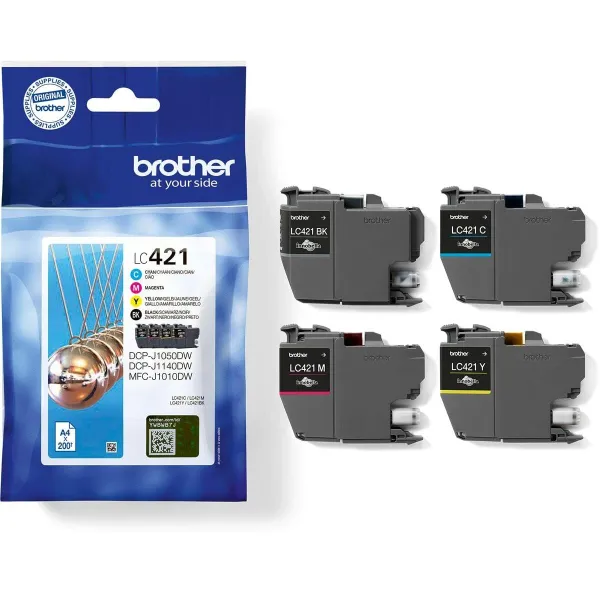Originali rašalo kasetė Brother MFC-J1010DW / DCP-J1050DW Geltona (4 vnt.)