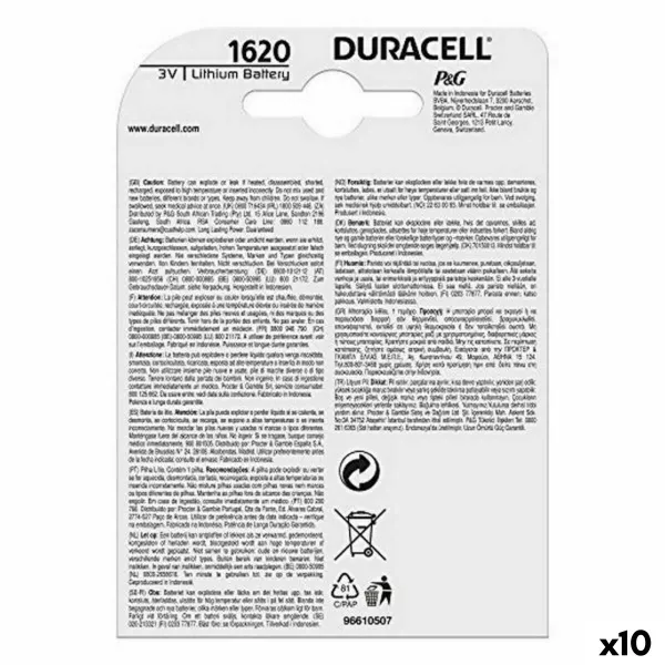 Litija Baterija DURACELL DL1620 3 V (10 gb.)