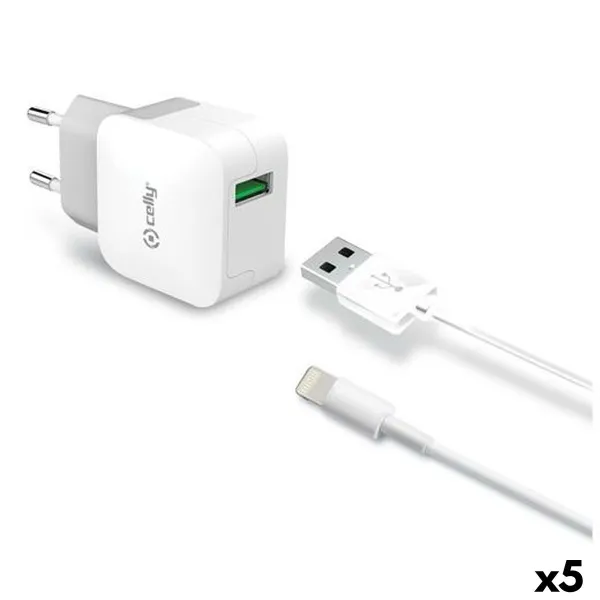 Сетевое зарядное устройство Celly Белый 12 W (5 штук)
