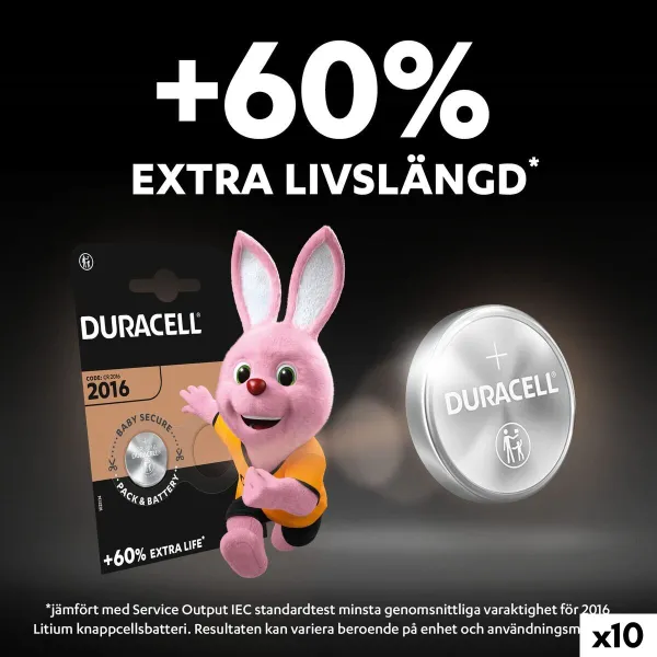 Nööpelement DURACELL DL2016 K2 3 V (10 Ühikut)