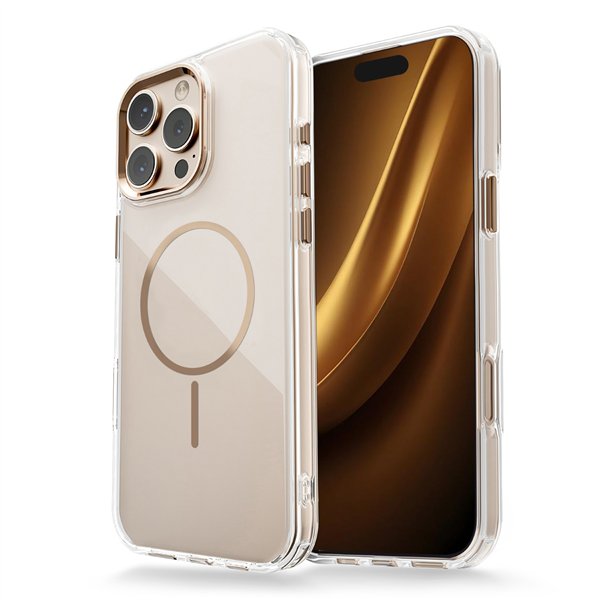 Clear Thin Mag case for iPhone 17 Pro gold