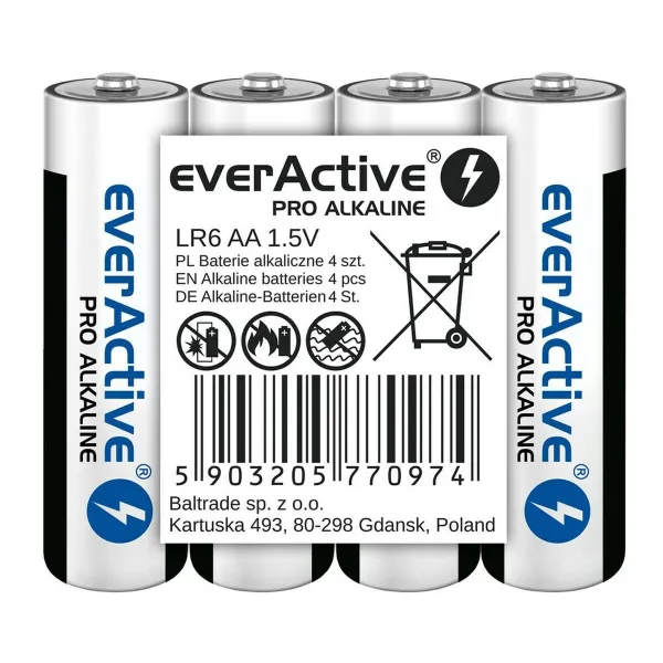 Baterijos EverActive LR6 AA 1,5 V (4 vnt.)
