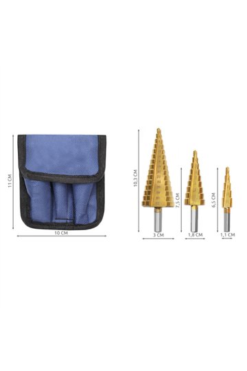 Set of conical drills - 3 pcs.