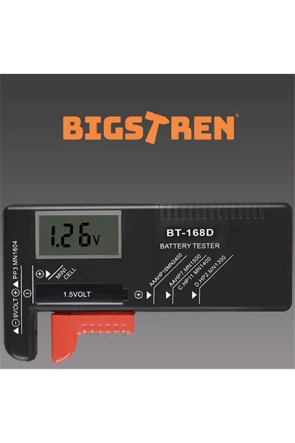 Bigstren 19898 baterijų testeris/skaitiklis