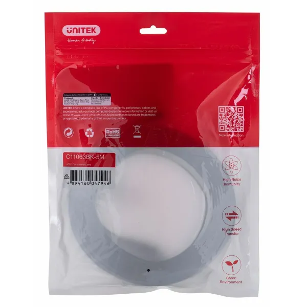 HDMI Kabelis Unitek C11063BK-5M Melns 5 m