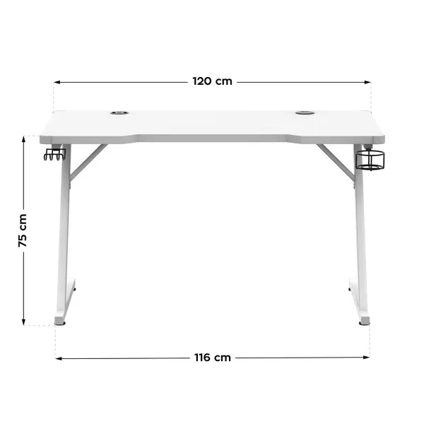 Desk Gaming Huzaro HZ-Hero 2.5 White RGB White 120 x 75 x 60 cm