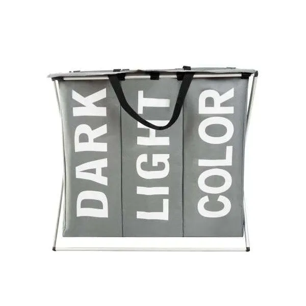 Laundry basket - 3 compartments on a foldable frame