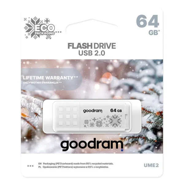 USB atmintukas GoodRam UME2-0640W0R11-WI Balta 64 GB