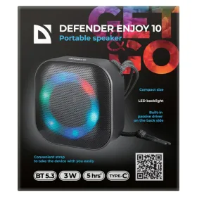 Portatīvie Bezvadu Skaļruņi Defender 65009 Melns 3 W