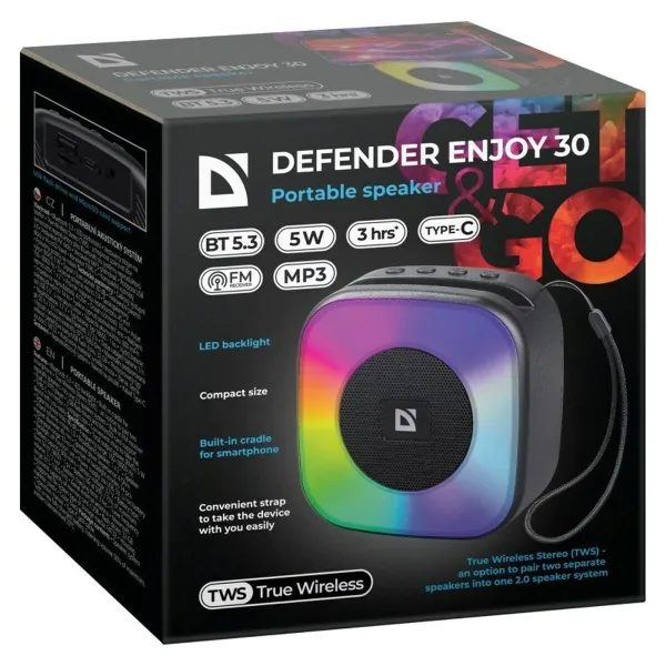 Portatīvie Bezvadu Skaļruņi Defender 65930 Melns 5 W