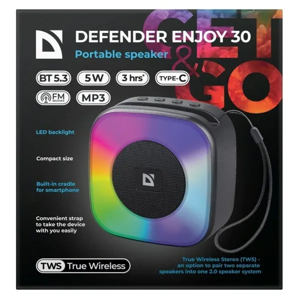 Portatīvie Bezvadu Skaļruņi Defender 65930 Melns 5 W