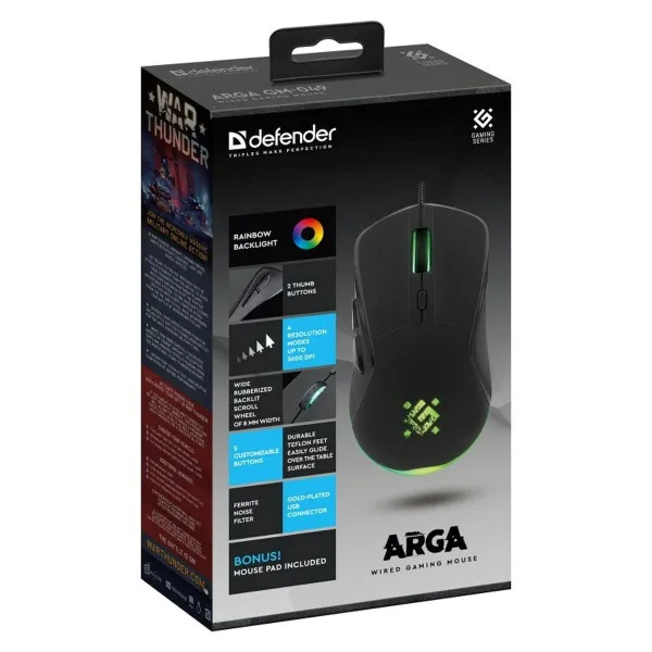 Игровая мышь Defender GM-049 ARGA Чёрный 3600 DPI