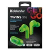 Bevielės ausinės su krovimo dėklu Defender TWINS 916 Žalia