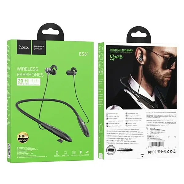 Sportinė Bluetooth laisvų rankų įranga Hoco ES61 Manner Sports Juoda