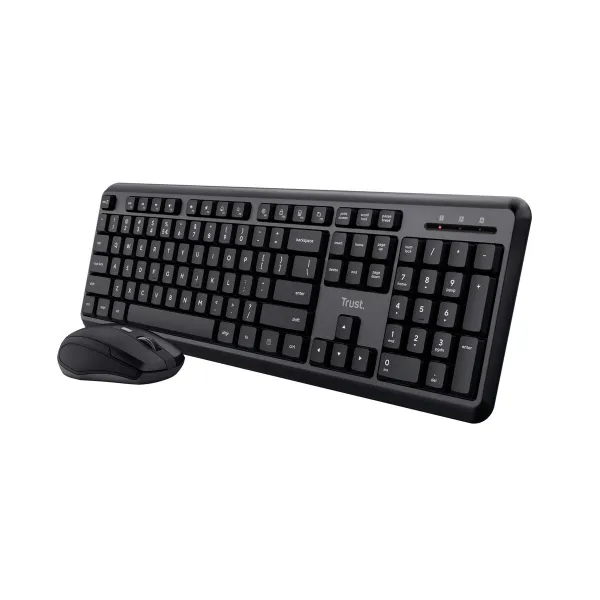 Klaviatūra un Bezvadu Pele Trust TKM-350 Melns QWERTY