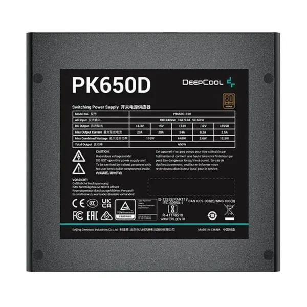 Maitinimo blokas DEEPCOOL R-PK650D-FA0B-JGEU ATX 650 W 80 Plus Bronze RoHS WEEE