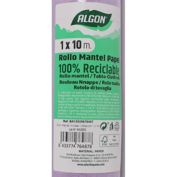 Tablecloth roll Algon Violet 1 x 10 m (12 Units)