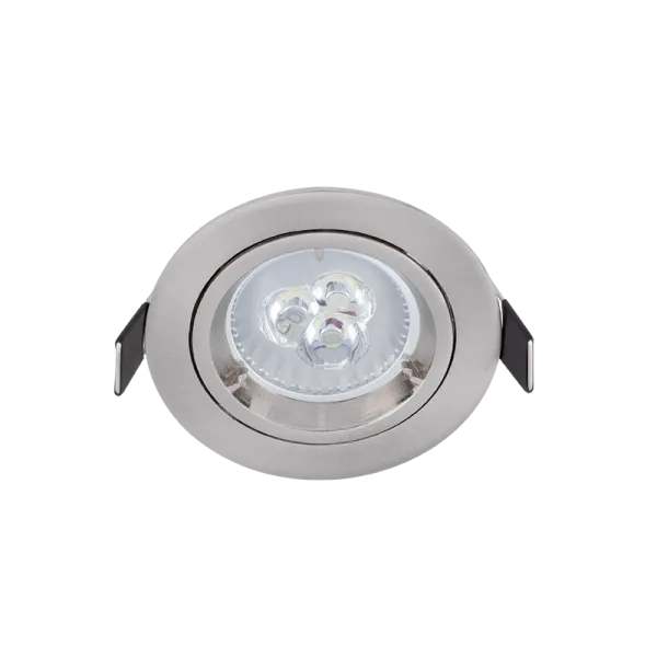 LED metāla apaļais griestu apgaismojums ar 6W GU10 6400K satīna niķeļa