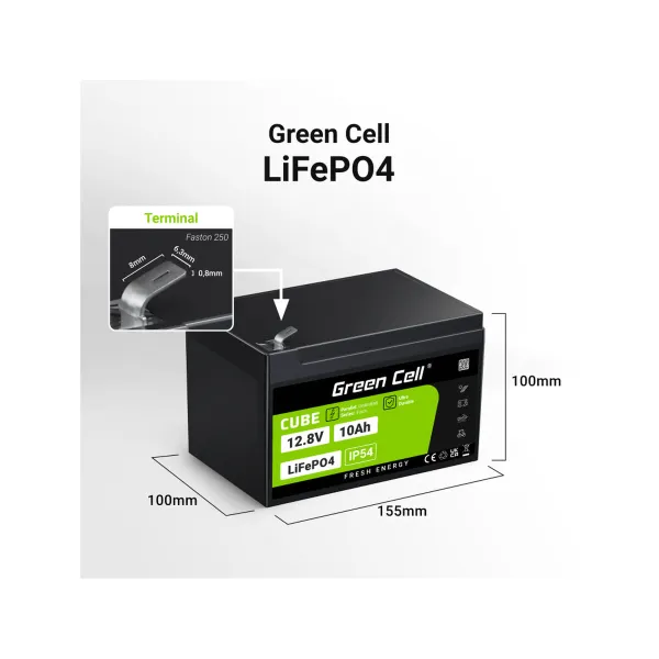 Baterija Nepertraukiamo Maitinimo šaltinio Sistema UPS Green Cell LFPGC12V10AH 10 Ah