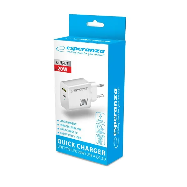 Seinalaadija Esperanza EZC105W Valge 20 W
