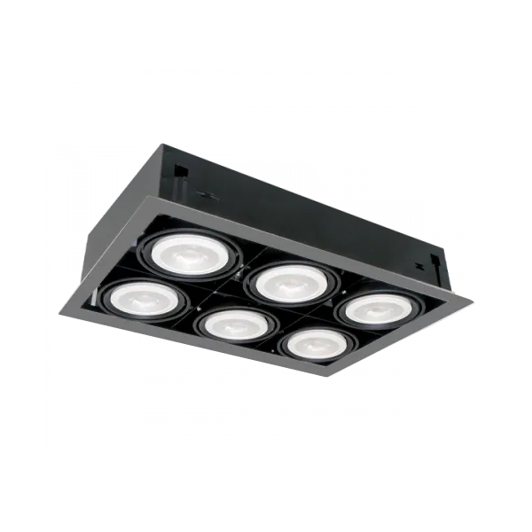 LED AKCENTA GAISMEKLIS QUAD610 10W 6XE27 4000K TUMŠI PELĒKS