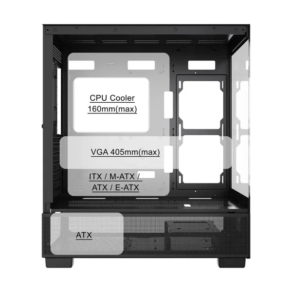 ATX pusiau bokšto tipo korpusas GEMBIRD CCC-FC-X550 Juoda
