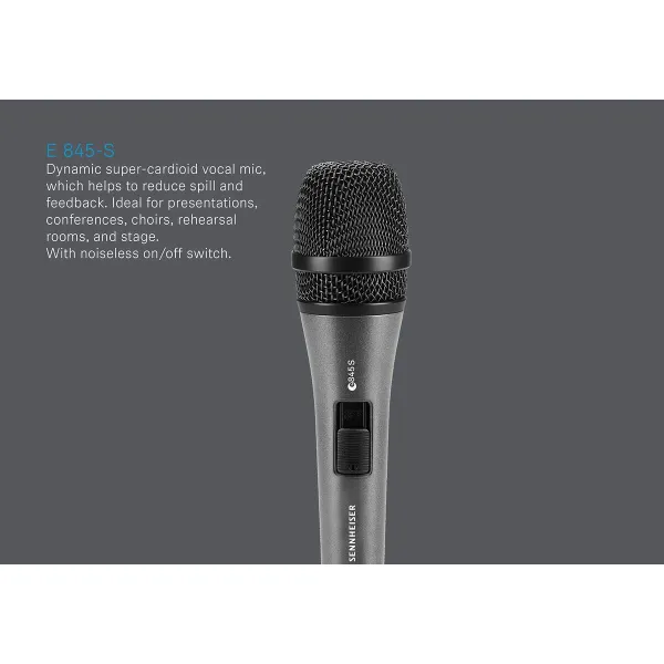 Dünaamiline mikrofon Sennheiser E845-S Must Grafiithall